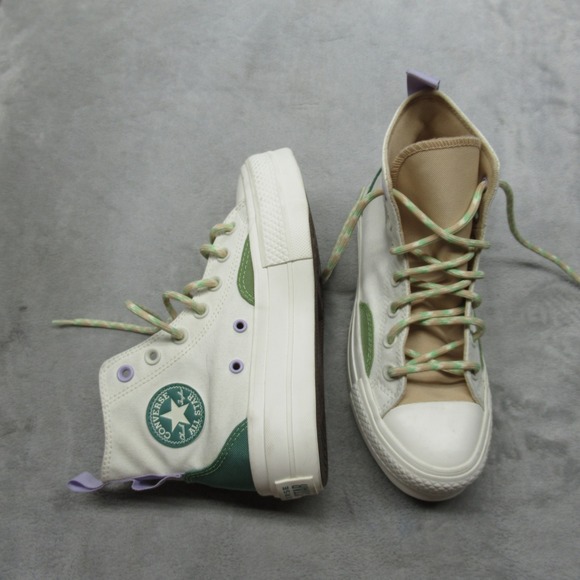 Converse Chuck Taylor Shoes Womens 5 White Green All Star Lift Platform High Top - Picture 2 of 15